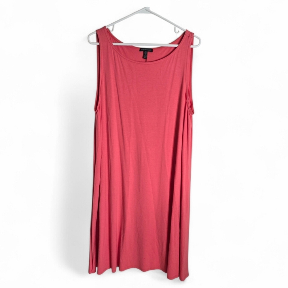 Eileen Fisher Pink Jersey Knit Tank Dress Size XL Minimalist Casual